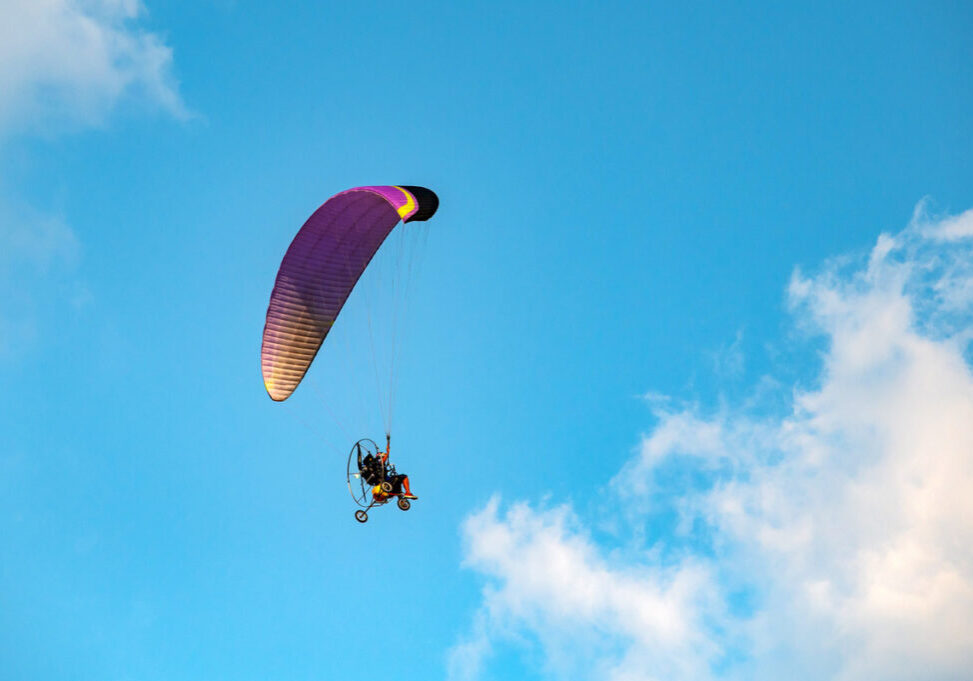 Paraglider moving through the sky