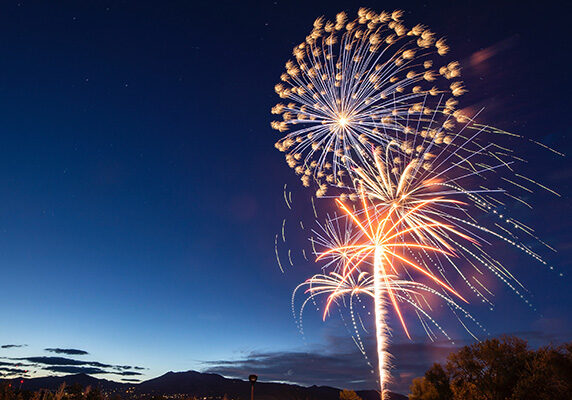 Fireworks display lighting up sky