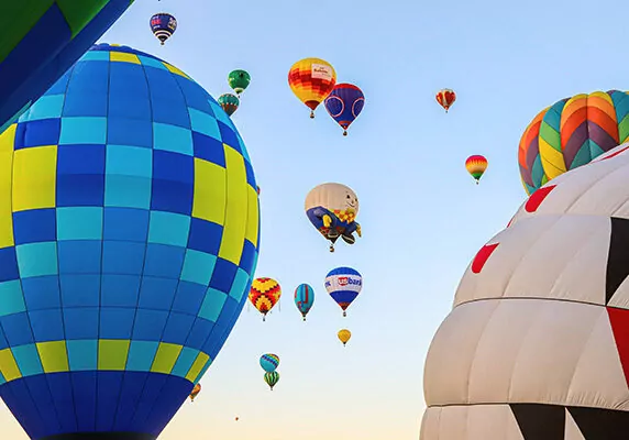 Hot air balloons flying in the sky